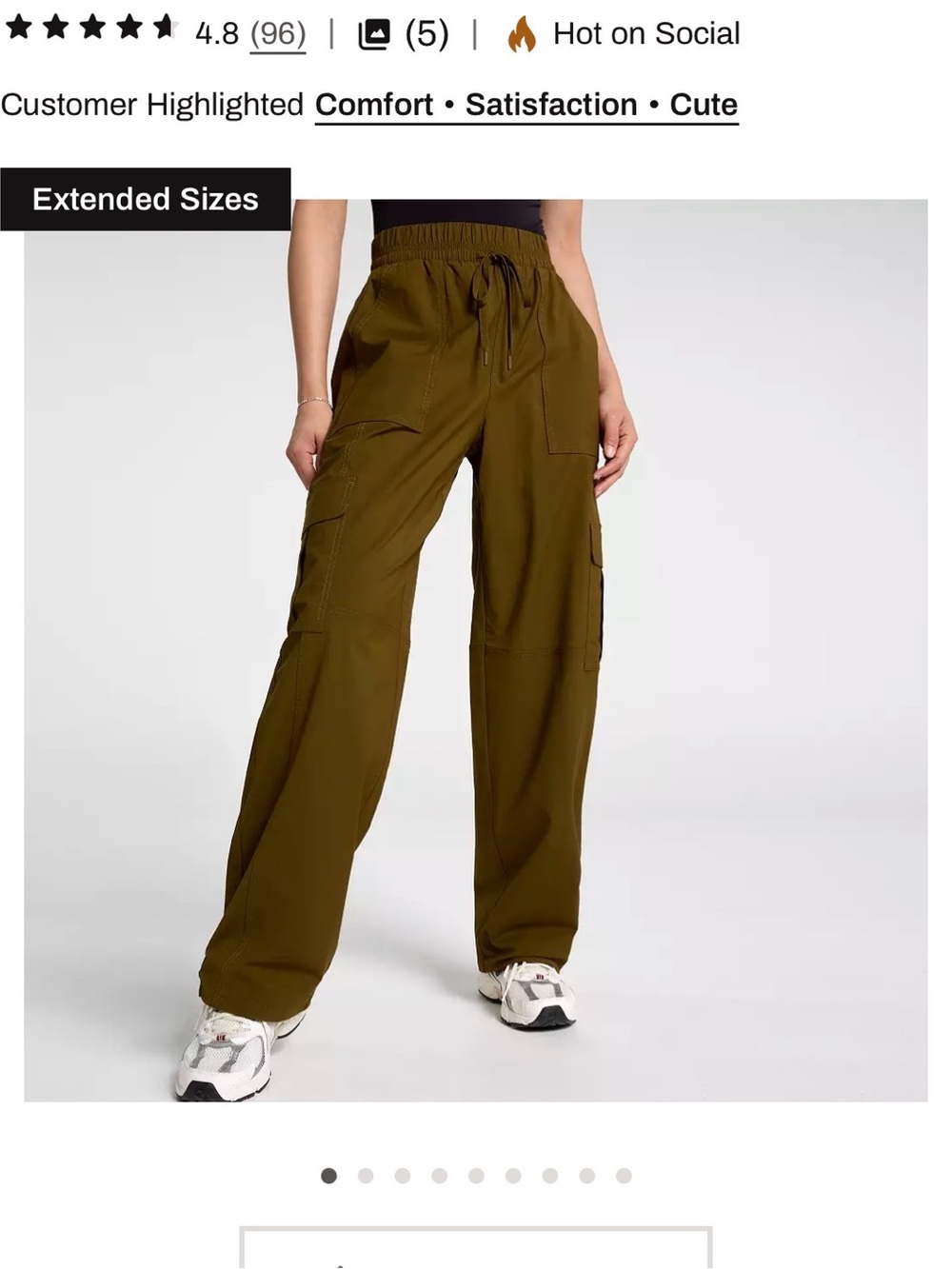 CALIA by Carrie Underwood Olive Green Wide-Leg Cargo Pants
